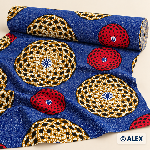 African Design Fabric — large colourful motifs