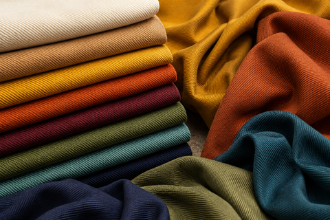 Цветни габардин и twill платове с видима диагонална сплитка за кроене и шиене