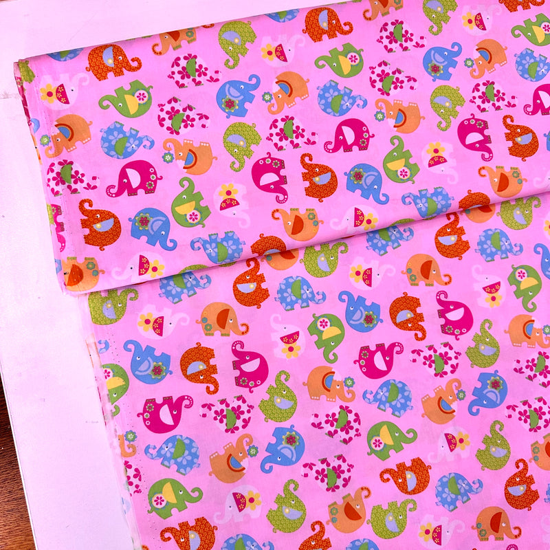 Elephants Cotton Fabric | Width - 115cm