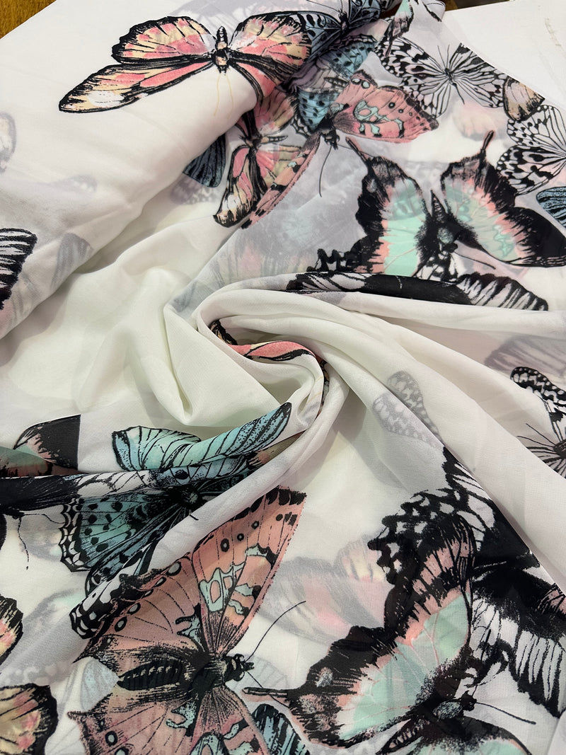 Butterflies Chiffon Fabric | Width - 150cm