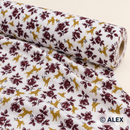 Burgundy Rose & Reindeer Cotton Jersey Fabric