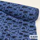 Construction Vehicles Cotton Jersey Fabric