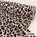 Neon Orange Leopard Cotton Jersey Fabric