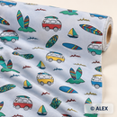 Retro Surf Camper Cotton Jersey Fabric