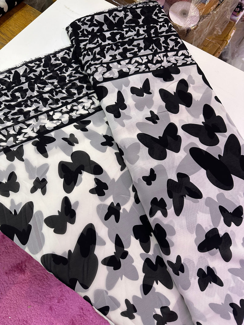 Butterflies Chiffon Fabric | Width - 150cm