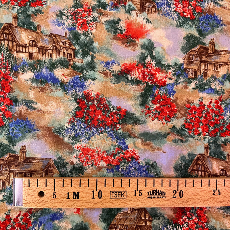 Abstract Houses Cotton Fabric | Width - 115cm