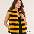 Yellow and Black Striped Faux Fur Fabric – product use inspiration