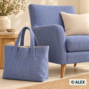 Blue Cotton Upholstery Fabric — use
