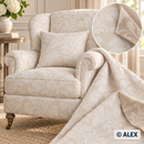 Double-Sided Beige Damask Upholstery Fabric — use