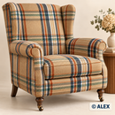 Beige Tartan Cotton Upholstery Fabric — use