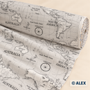 World Map Cotton Upholstery Fabric — hero