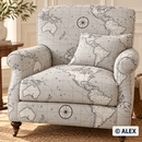 World Map Cotton Upholstery Fabric — use