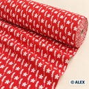 White Flowers and Wheat on Red Cotton Fabric