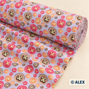 Colourful Buttons on Lilac Cotton Fabric