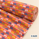 Colourful Tractors on Coral Cotton Fabric