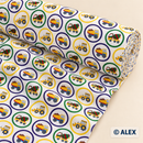 Construction Vehicles in Circles Cotton Fabric