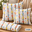 Birds and Birdhouses on White Cotton Fabric