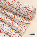 Meadow Flowers on White Cotton Fabric
