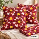 Large Burgundy and Rust Flowers Cotton Fabric
