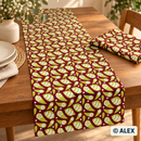Green Leaves on Burgundy Cotton Fabric