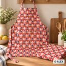 Apples and Pears on Coral Cotton Fabric