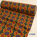 Yellow and Burgundy Circles African Design Fabric — fabric detail