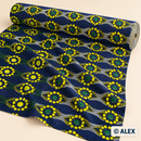 Green and Yellow Waves African Design Fabric — fabric detail