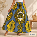 Yellow and Blue Ornamental Motifs African Design Fabric — sewing inspiration