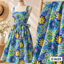 Blue with Colourful Flowers African Design Fabric — sewing inspiration