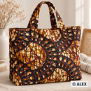 Ochre and Burgundy Abstract Motifs African Design Fabric — sewing inspiration