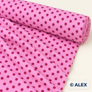 Berry Polka Dots on Pink Cotton Jersey Fabric