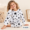 Black Stars Cotton Jersey Fabric made into children's loungewear
