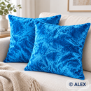 Blue velvet cushion covers — illustrative sewing use