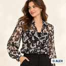 Black and White Cartoon Print Chiffon Fabric clothing example