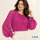 Purple Pink Chiffon Fabric clothing example