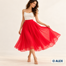 Red Chiffon Fabric clothing example