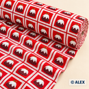Christmas Puddings in Red Squares Cotton Fabric — fabric detail