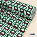 Christmas Puddings in Green Squares Cotton Fabric — fabric detail