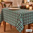 Christmas Puddings in Green Squares Cotton Fabric — tablecloth sewing inspiration