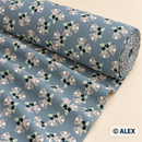 Christmas Bells on Blue Grey Cotton Fabric — fabric detail