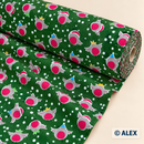 Christmas Birds on Green Cotton Fabric — fabric detail