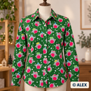 Christmas Birds on Green Cotton Fabric — sewing inspiration