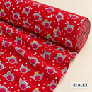 Christmas Birds on Red Cotton Fabric — fabric detail