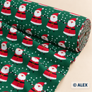 Santa Claus on Green Christmas Cotton Fabric — fabric detail
