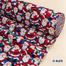 Santa Claus on Blue Christmas Cotton Fabric — fabric detail