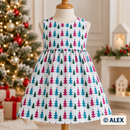 Pink Blue and Green Christmas Trees Cotton Fabric — sewing inspiration