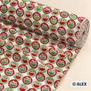 Red and Green Christmas Puddings Cotton Fabric — fabric detail