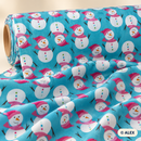 Snowmen on Turquoise Christmas Cotton Fabric — fabric detail