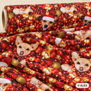 Dogs and Red Christmas Baubles Cotton Fabric — fabric detail