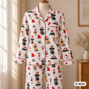 Dogs in Santa Hats on White Cotton Fabric — sewing inspiration